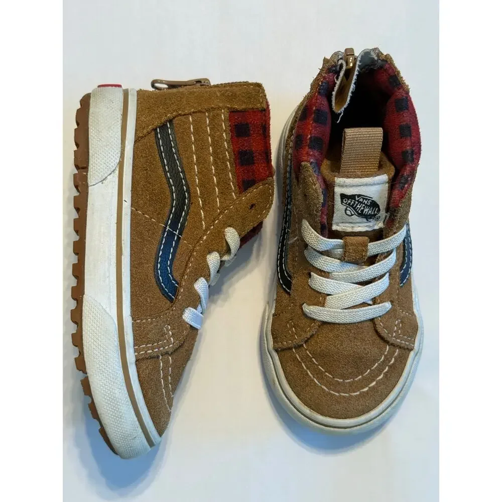 Vans Toddler Sk8-Hi Zip MTE-1 Plaid Brown Suede Winter Boots Size 6 (little kid)